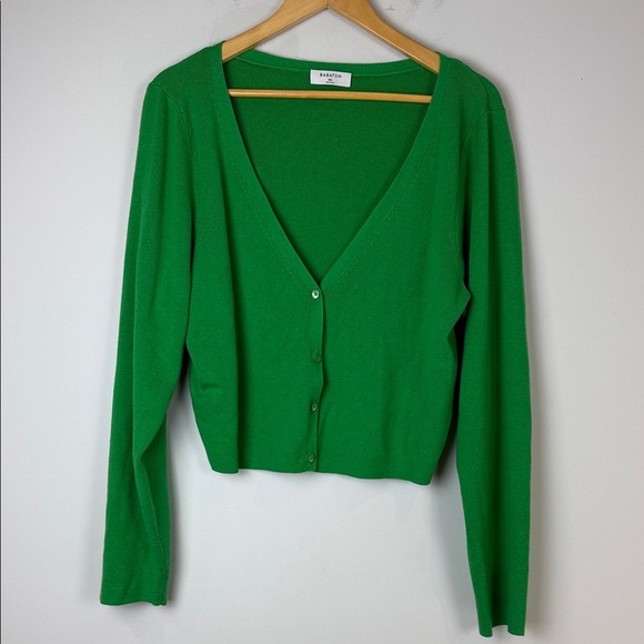 Aritzia Babaton Georgia Cardigan Sweater in Gloss Green Size 2XL - Picture 2 of 7
